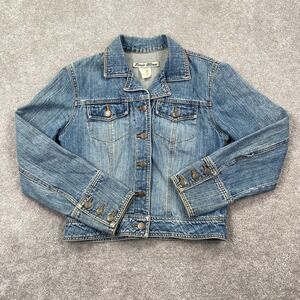 Paris Blues Women's Stretch Button Up Denim Trucker Jacket Size M Blue